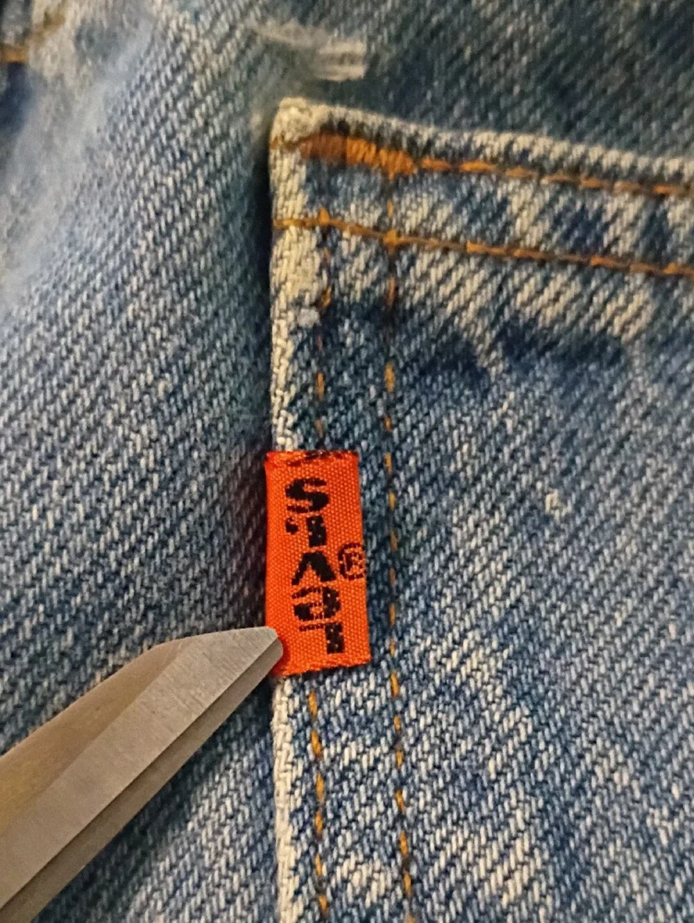VTG Levi's 517 light blue straight-leg men's jeans Orange Tab Error Sz 34/31
